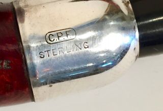 Antique CPF Best Make Sterling Silver & Briar Estate Pipe in Felt Case 3