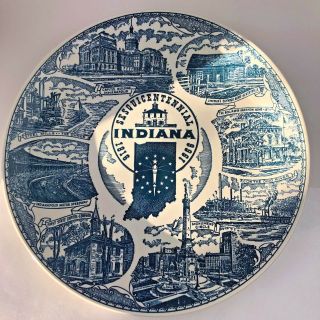 Indiana Sesquicentennial Collectors State Plate 1966 Transferware Bicentennial