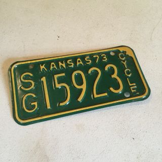 Old Kansas 1973 Motorcycle License Plate
