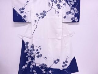 72648 Japanese Kimono / Antique Yukata / Maple Leaves