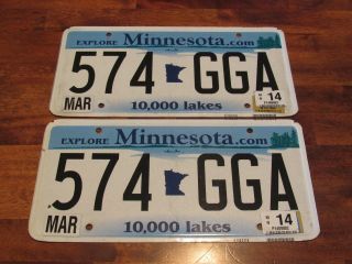 Minnesota License Plates,  574 Gga With 2014 Tag (fc - 84)