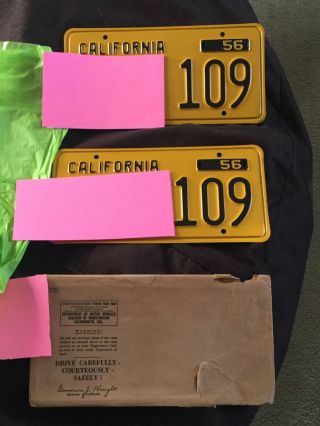 1956 California Car License Plates In Mailer