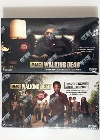 Walking Dead Season 3 Part 1 & 2 Trading Card Hobby Boxes Get Both
