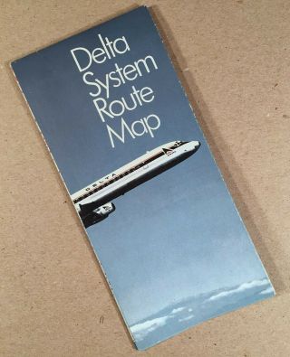 1970 Delta Airlines System Route Map,  Folding Type,  In
