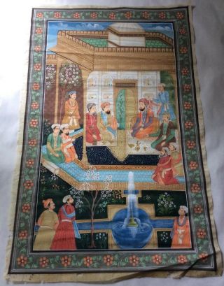 A Large Vintage Indian Silk Pichwai Painting