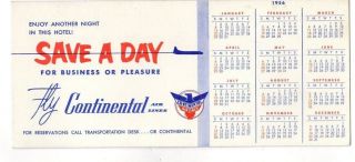 1956 Fly Continental Air Lines,  Calendar / Ink Blotter