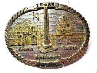 Heavy Texas San Jacinto Anniversary Belt Buckle Souvenir 1936 - 1986 Brass Lmt.  Ed