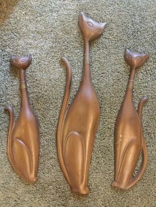 Vintage 3 Mid Century Sexton Metal Wall Cats Large 18.  25”