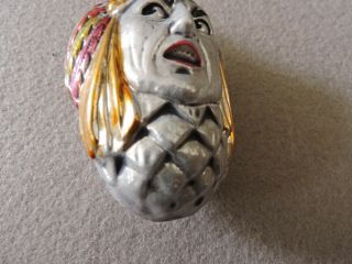 Antique German Glass Christmas Ornament - NATIVE CHIEF - 1940s 3
