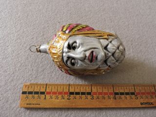 Antique German Glass Christmas Ornament - NATIVE CHIEF - 1940s 5