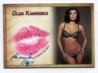 Olga Kaminska Autograph Kiss Print Card Playboy Nude Model 2017 Collectors Expo