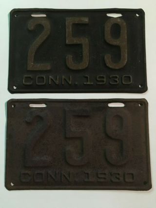 1930 Connecticut License Plate Pair Plates Low Number 3 Digit Ford Model A Buick