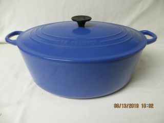 Le Creuset Cast Iron Enamel Oval 9 - 1/2 Quart Dutch Oven Blue Pot No 35