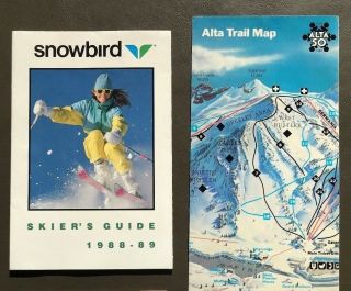 Snowbird Alta 2 Utah Ski Trail Maps Vintage 1988 - 1989