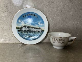 S.  S.  Admiral St Louis Mo Porcelain Souvenir Cup & Saucer Rare