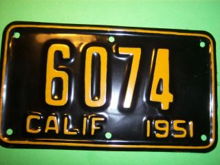 1951 California License Plate Tag,  Restored Motor Cycle Scooter