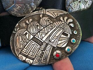 Wow Lee Epperson Cherokee Indian Solid Sterling Silver Concho Belt W/ Buckle 2