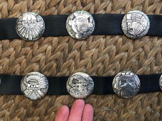 Wow Lee Epperson Cherokee Indian Solid Sterling Silver Concho Belt W/ Buckle 5