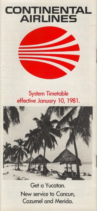 Continental Airlines System Timetable 1/10/81 [308co] Buy 2 Get 1