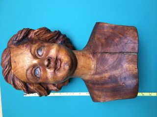 Antique Carved Wood Angel Putti Signed " Sv " On Bottom - - Bust / Head