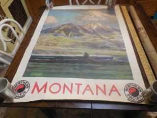 Stunning Scarce Northern Pacific Railway Absaroka Mountains,  Montana Poster