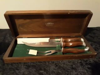 Cutco 3 Piece Carving Knife Set With Wood Box