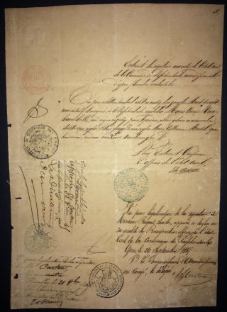 1868 Colonial Spain Antilles BELGIAN SETTLER in CUBA Big Archive 8 Documents 2