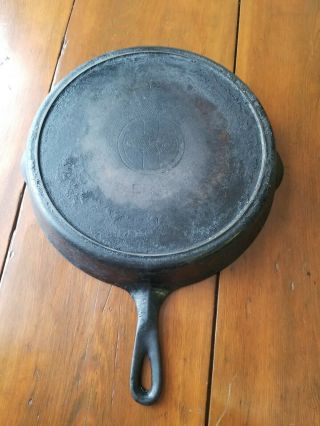 Griswold Cast Iron Skillet 2 Unusual Hole In The Lip 12 Inch,  Raised Bottom