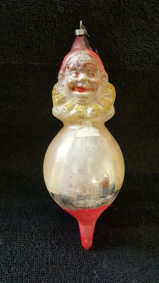 Antique Vintage Clown Glass German Figural Christmas Ornament