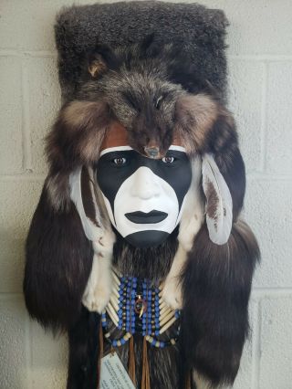 Native American " Blackfeet Warrior " Spirit Mask By Creek Indian La Ne Ayo
