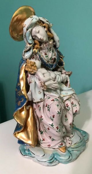 Prof Eugenio Pattarino Italian Terracotta Madonna Religious Statue - Pristine