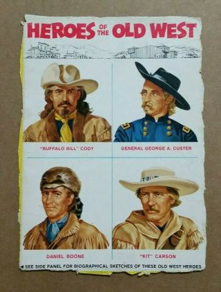 Heroes Of The Old West,  Marx Box Cut - Out Cards (4) (uncut) 1955