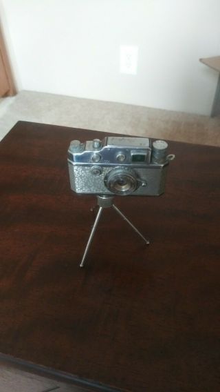 Vintage Mini Camera Cigarette Lighter On Tripod