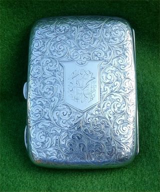 Good Sized Victorian Art Nouveau Silver Cigar Case - B 