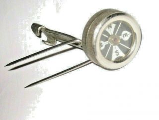 Vintage Marble Arms & Mfg Co.  Pin - On Long Stem Chrome Over Brass Compass Antique