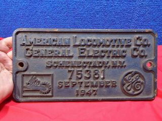 Old Cast Iron Railroad Locomotive Builders Plate American Locomotive