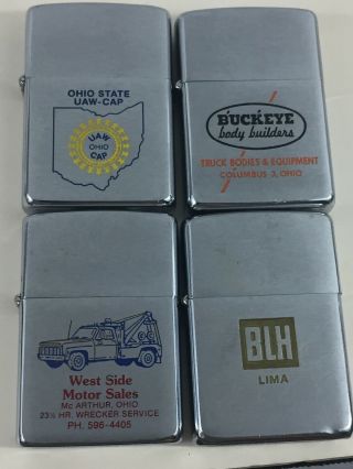 4 Zippo Lighters Advertising Companies In Ohio 1967 - 1981 - Truck,  Uaw,  Blh,