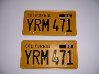 California Nos License Plates Pair 1956