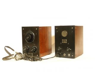 1921 Rca Westinghouse Ra Radio Tuner & Da Detector Amp W/ Tipped Tubes & Headset