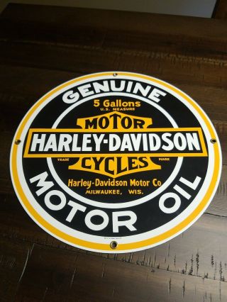 Harley - Davidson Motor Oil - Ande Rooney - 11 1/4 " Porcelain Sign
