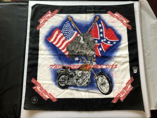 Vintage Harley Davidson Motor Cycle Biker Bandana Buffalo Us & Conf Flag 2