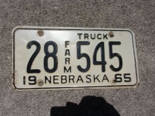 Nebraska 1965 Farm Truck License Plate 28 545