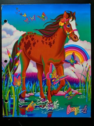 Vintage Lisa Frank Folder " Rainbow Chaser " Horse 2 - Pocket 3 - Hole Punch
