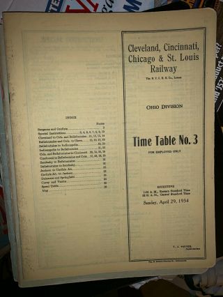York Central Ohio Division 1934 Employee Timetable