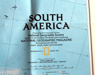South America / Amazonia National Geographic Map / Poster August 1992