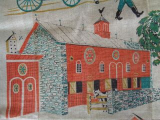 Vintage Folk Art Pennsylvania Dutch Barn Signs Hex Towel Dish Linens