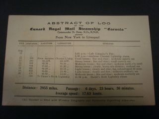 LOG ABSTRACT FOR CUNARD SS CARONIA 1913 2