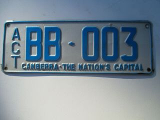 1990s Australian Capital Territory Personalised Bb - 003 License Plate