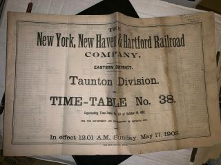 Haven Railroad Taunton Division 1903 Employee Timetable