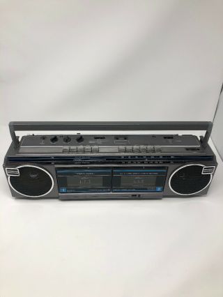 Retro Boombox Realistic Scr - 32 Dual Cassette Am/fm Stereo Radio Vintage - W/ Batts